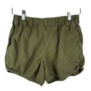 Madewell Olive Green Cotton Relaxed Fit Elastic Waist Shorts w/ Pockets - XXS